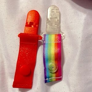 Orange rainbow tubie IV feeding oxygen tube clips